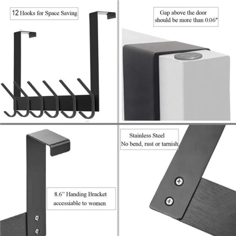 Over The Door Hook, Stainless Steel Heavy Duty Over Door Hanger Holder Coat Hat